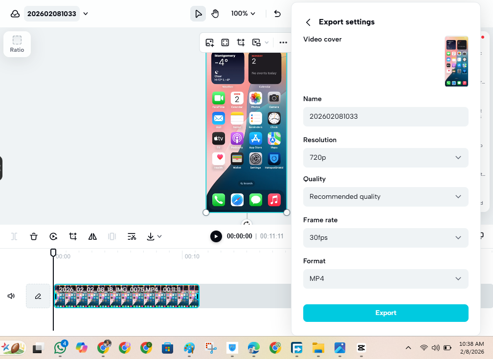 CapCut Desktop Export Screen Setting