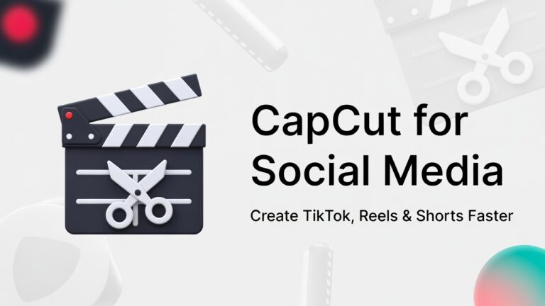 CapCut for social media content creation guide with a video editing icon and text for TikTok, Reels, and Shorts