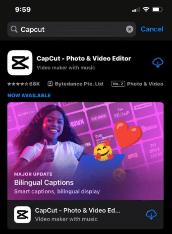 get CapCut on iPhone