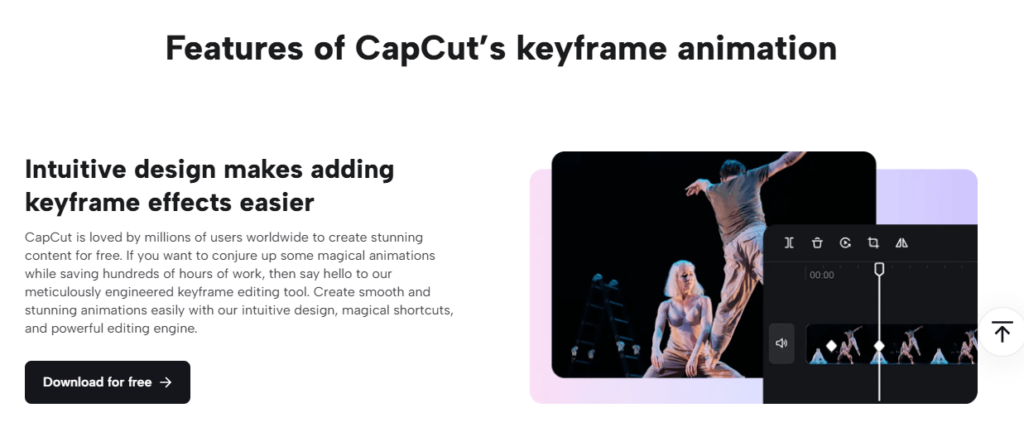 features of keyframe in capcut