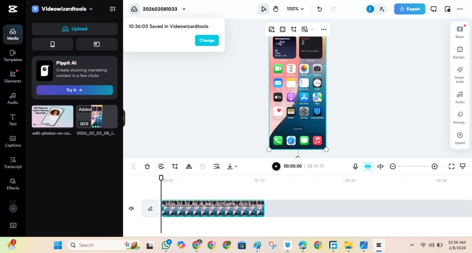 CapCut Desktop Project Editing timeline