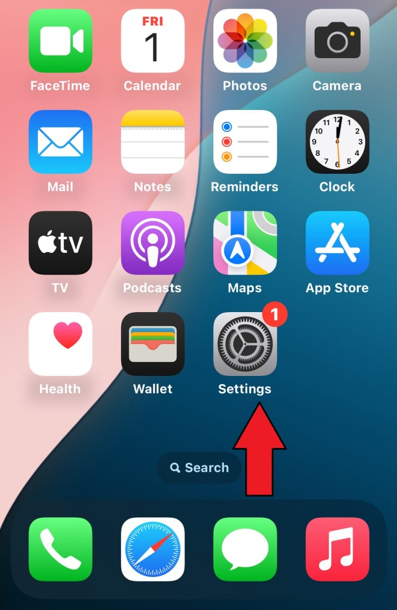 iPhone home screen showing the Settings app icon for updating Apple payment method