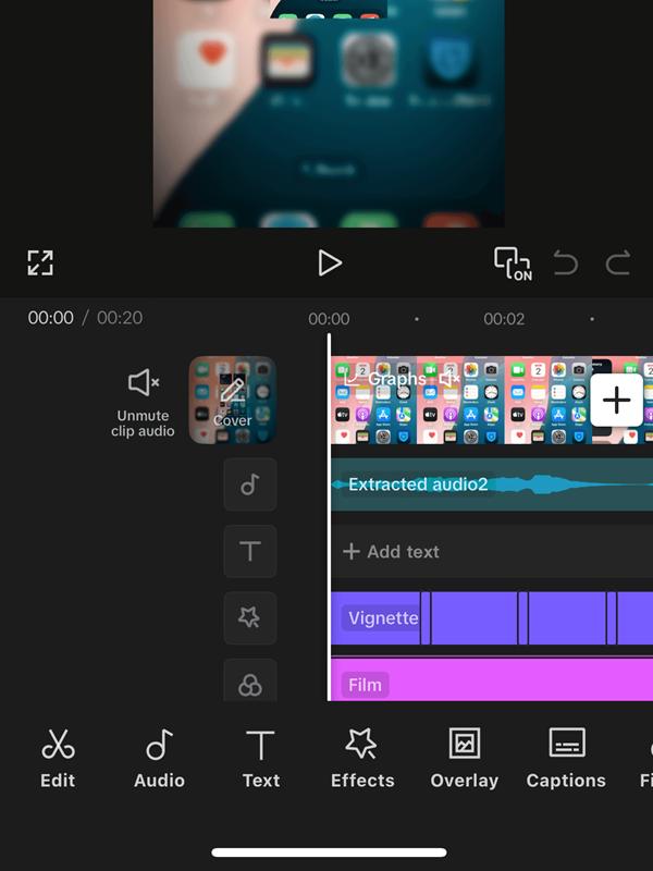 CapCut template timeline open on mobile edit screen