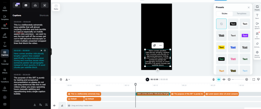 Image showing CapCut Captions Too Long