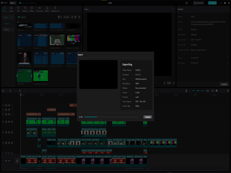CapCut Is Not Exporting – Export progress stuck at 23.4% on the CapCut video editor export screen