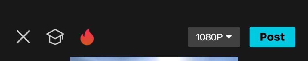 CapCut mobile export screen showing only a Post button with no visible separate export or save to device option