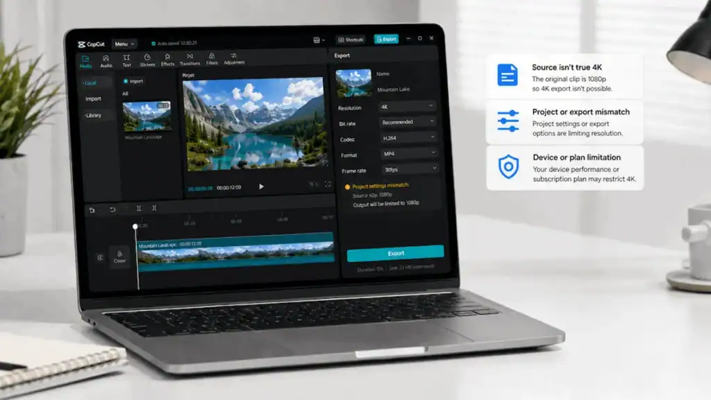 CapCut 4K resolution not working explanation