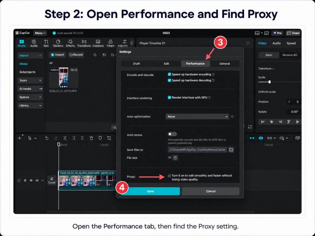 Turn Off Proxy on CapCut PC Steps