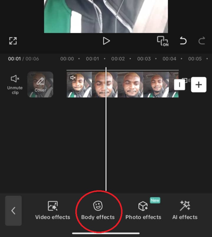 Body Effects in CapCut Mobile
