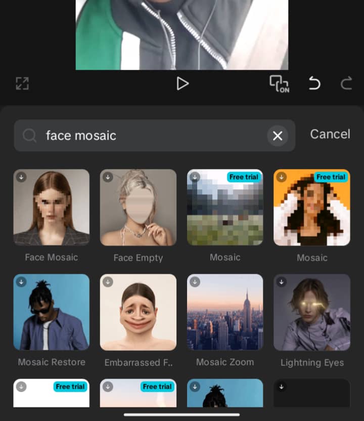 Face Mosaic in CapCut mobile