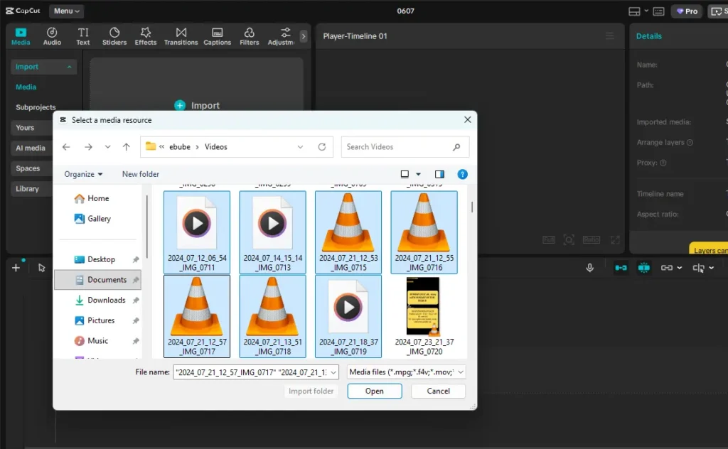 Selecting Multiple Clips in CapCut